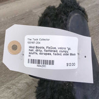 Hind Boots, Fleece, velcro *gc, hair, dirty, flattened, clumpy, scuffs, scrapes, faded, older
