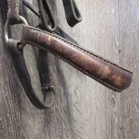 VINTAGE Bridle, Drop Noseband *fair, cracking, xholes, rusty, rubs, dry, stiff, mismatched
