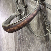 VINTAGE Bridle, Drop Noseband *fair, cracking, xholes, rusty, rubs, dry, stiff, mismatched
