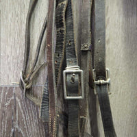 VINTAGE Bridle, Drop Noseband *fair, cracking, xholes, rusty, rubs, dry, stiff, mismatched
