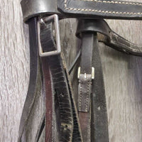 VINTAGE Bridle, Drop Noseband *fair, cracking, xholes, rusty, rubs, dry, stiff, mismatched
