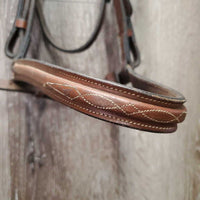 FS Rsd Bridle *gc, clean, creased, mnr dirt, rubs, discolored, residue, scraped edges & tight keepers
