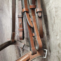 FS Rsd Bridle *gc, clean, creased, mnr dirt, rubs, discolored, residue, scraped edges & tight keepers

