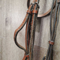FS Rsd Bridle *gc, clean, creased, mnr dirt, rubs, discolored, residue, scraped edges & tight keepers
