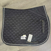 Quilt Jumper Saddle Pad *gc/fair, clean, v.puckered, v.rubbed & pilly, folded tab, holey/thin edges, undone stitching, snags
