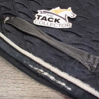 Quilt Jumper Saddle Pad *gc/fair, clean, v.puckered, v.rubbed & pilly, folded tab, holey/thin edges, undone stitching, snags
