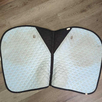 Quilt Jumper Saddle Pad *gc/fair, clean, v.puckered, v.rubbed & pilly, folded tab, holey/thin edges, undone stitching, snags
