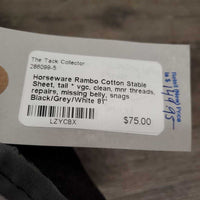 Cotton Stable Sheet, tail * vgc, clean, mnr threads, repairs, missing belly, snags
