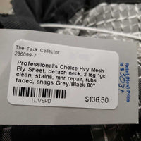 Hvy Mesh Fly Sheet, detach neck, 2 leg *gc, clean, stains, mnr repair, rubs, faded, snags