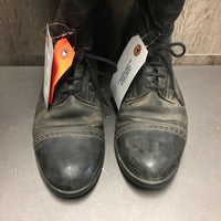 Pr Field Boots, Zips *fair, rubs, v.dirty, sticky, creases, faded, worn heels, older BROKEN Zip - R, torn edges