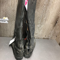 Pr Field Boots, Zips *fair, rubs, v.dirty, sticky, creases, faded, worn heels, older BROKEN Zip - R, torn edges
