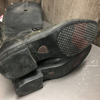 Pr Field Boots, Zips *fair, rubs, v.dirty, sticky, creases, faded, worn heels, older BROKEN Zip - R, torn edges
