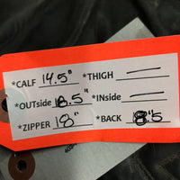 Pr Field Boots, Zips *fair, rubs, v.dirty, sticky, creases, faded, worn heels, older BROKEN Zip - R, torn edges
