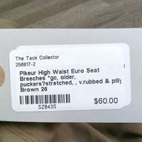 High Waist Euro Seat Breeches *gc, older, puckers?stretched, v.rubbed & pilly
