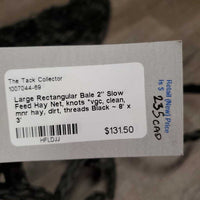 Large Rectangular Bale 2" Slow Feed Hay Net, knots *vgc, clean, mnr hay, dirt, threads