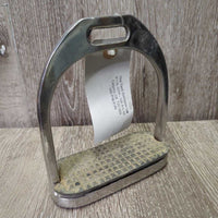 1 ONLY Wide Flat Stirrup Iron, grip *gc, rusty, pitted, stains, scratches, rubs, v.loose grip
