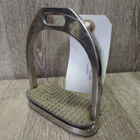 1 ONLY Wide Flat Stirrup Iron, grip *gc, rusty, pitted, stains, scratches, rubs, v.loose grip
