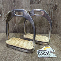 Hvy Flat Stirrup Irons, grips *gc, rusty, pitted, stains, scratches, rubs, v.loose grips
