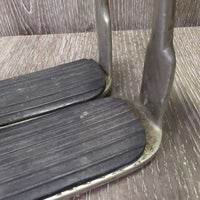 Wide Stirrup Irons, grips *gc, older, too small grips, stains, scratches, residue
