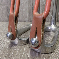 Thick Hvy Peacock Safety Stirrups, 2 Rubber Bands, 2 Keeper *gc, clean, NO grips, cracking els, stains, scratches
