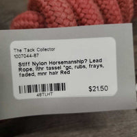 Stiff Nylon Horsemanship? Lead Rope, lthr tassel *gc, rubs, frays, faded, mnr hair
