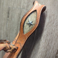 Leather Tie Down Noseband & Braided Nylon Rope Tie Down Strap *gc/fair, stains, stiff, bent, rubs, dirty, taped, faded

