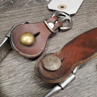 Pr Western Rowel Spurs, Smooth Leather Spur Straps *gc, clean, scratches, rubs, stains, sliced strap edges
