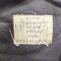 Suede Half Chaps *fair, older, stains, rubs, dirt, film, faded, v.stretched/wavy elastics
