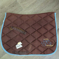 Thick Quilt Jumper Saddle Pad, Piping, "Pricidio" *gc, clean, rubs, faded, pills, edges: rubs, pills, holes, unstitched & frays
