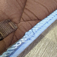 Thick Quilt Jumper Saddle Pad, Piping, "Pricidio" *gc, clean, rubs, faded, pills, edges: rubs, pills, holes, unstitched & frays
