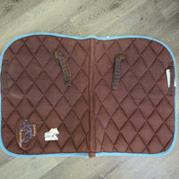 Thick Quilt Jumper Saddle Pad, Piping, "Pricidio" *gc, clean, rubs, faded, pills, edges: rubs, pills, holes, unstitched & frays
