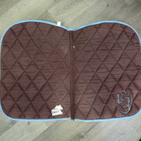 Thick Quilt Jumper Saddle Pad, Piping, "Pricidio" *gc, clean, rubs, faded, pills, edges: rubs, pills, holes, unstitched & frays
