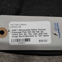 Microsuede Glitter Channel Dressage Pad, non slip top *gc, faded, mnr dirt, film, rubs, pills, hair, snags

