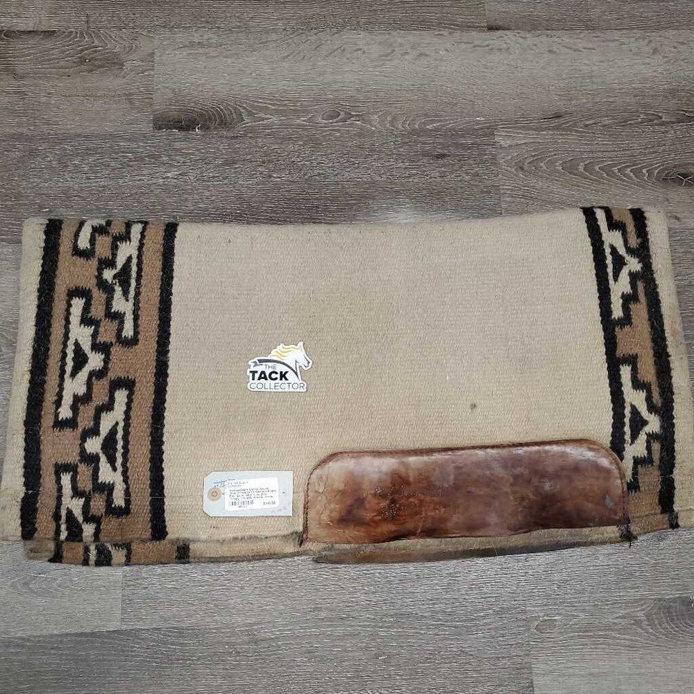 Woven Wool Fleece Lined Western Saddle Pad *gc, v. hairy, rubs, dirty, clumpy, mnr pills, threads, stains, dingy