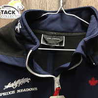 Fleece Lined Technical Rider hJacket "Spruce Meadows", Zipper, detachable Hood *vgc, cuff stains, hair