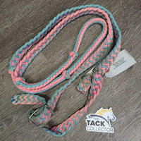 Braided Nylon Loop - Barrel - Roper Western Reins, 2 Conway buckles *gc, oxidized, stains, dirty, no snaps
