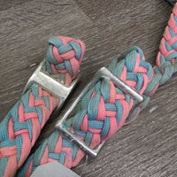 Braided Nylon Loop - Barrel - Roper Western Reins, 2 Conway buckles *gc, oxidized, stains, dirty, no snaps

