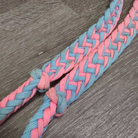 Braided Nylon Loop - Barrel - Roper Western Reins, 2 Conway buckles *gc, oxidized, stains, dirty, no snaps
