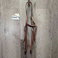 Light Narrow Leather Headstall *like new/xc, missing 1 chicago screw, mnr dents, scrapes & rubs
