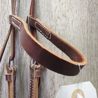 Light Narrow Leather Headstall *like new/xc, missing 1 chicago screw, mnr dents, scrapes & rubs
