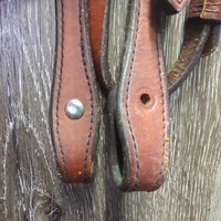 Thick Leather Headstall *vgc, clean & mnr stain?dirt, edge scrapes, missing 2 chicago screws, faded
