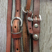 Thick Leather Headstall *vgc, clean & mnr stain?dirt, edge scrapes, missing 2 chicago screws, faded
