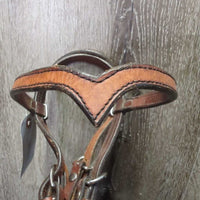 Thick Leather Headstall *vgc, clean & mnr stain?dirt, edge scrapes, missing 2 chicago screws, faded
