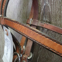 Thick Leather Headstall *vgc, clean & mnr stain?dirt, edge scrapes, missing 2 chicago screws, faded
