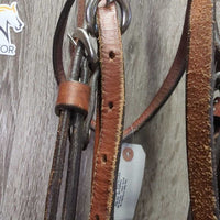 Thick Leather Headstall *vgc, clean & mnr stain?dirt, edge scrapes, missing 2 chicago screws, faded
