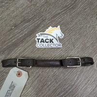 Soft Thick Leather Curb - Chin Strap, buckles *gc, clean, older, cracks/creases, trimmed ends, pulled stitching
