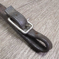 Soft Thick Leather Curb - Chin Strap, buckles *gc, clean, older, cracks/creases, trimmed ends, pulled stitching
