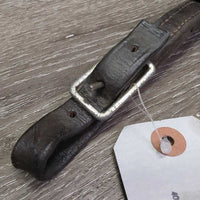Soft Thick Leather Curb - Chin Strap, buckles *gc, clean, older, cracks/creases, trimmed ends, pulled stitching
