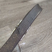 Soft Thick Leather Curb - Chin Strap, buckles *gc, clean, older, cracks/creases, trimmed ends, pulled stitching
