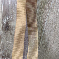 Tooled Leather Tie Down Noseband, Thick Soft Nylon Web Tie Down Strap *gc/fair, chewed, oxidized, trimmed end, xholes, stains, scrapes, dry, stiff
